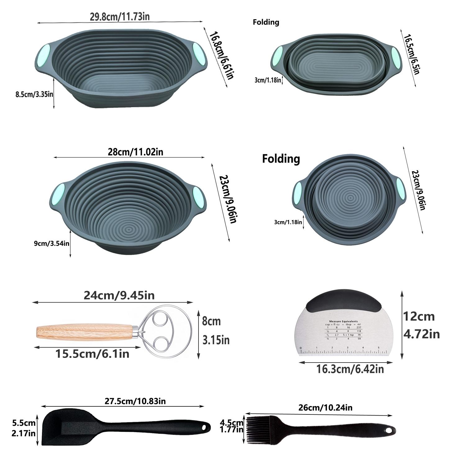Silicone Bread Proofing Basket Set, 5 Counts/6 Counts Oval & Round Bread Proofing Basket with Lid, Baking Tool Set for Home Kitchen, Bakeware