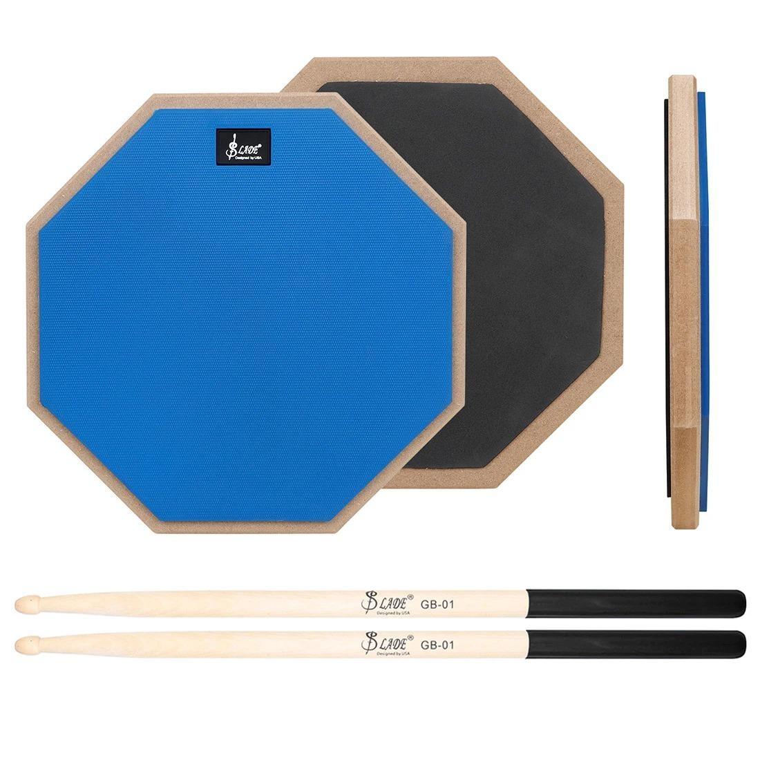 Practice Drum Pad and Drumsticks Set, 8-Inch Mute Drum Pad, Maple Wood 5a Drum Sticks Included, Ideal for Drumming Exercises
