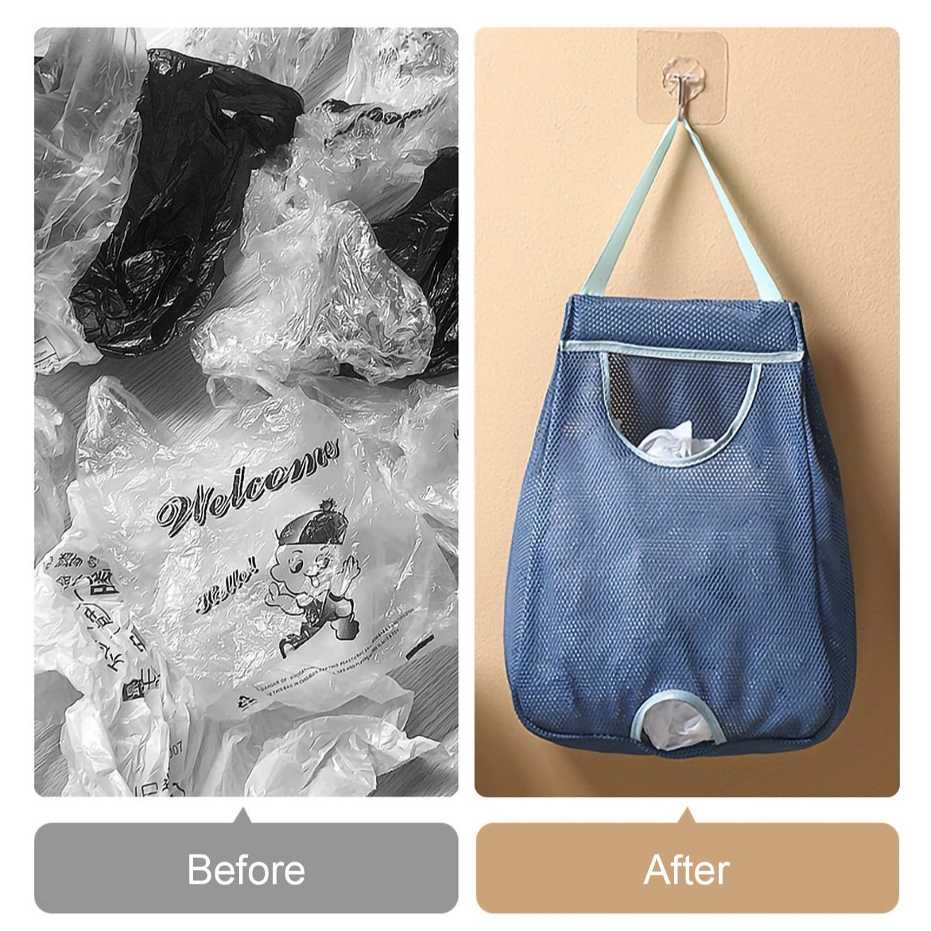 1pc Wall-mounted Trash Bag Storage Organizer Box, Washable Mesh Storage Bag, Plastic Bag Storage, Home, Kitchen Supplies/Storage Supplies/Kitchen Storage Equipment and Storage/Kitchen Storage Accessories/Trash Bag Storage