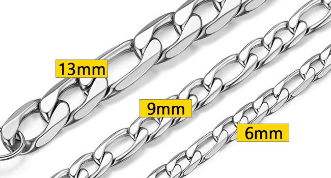 PROSTEEL Figaro Chain Link Bracelet Stainless Steel Stylish Men's Smooth Link Chain Width 6mm/9mm/13mm Hip Hop Chunky Jewelry For Men Women Gift Box