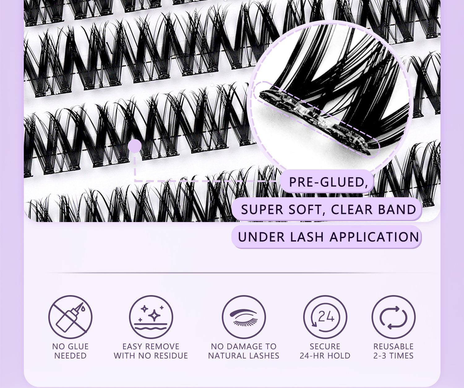 Honeytiny Cluster False Eyelashes, 4 Styles, No Glue Easy Removal, Sizes 10mm-16mm, Lightweight, Secure Fit, Self-Adhesive, Perfect Makeup