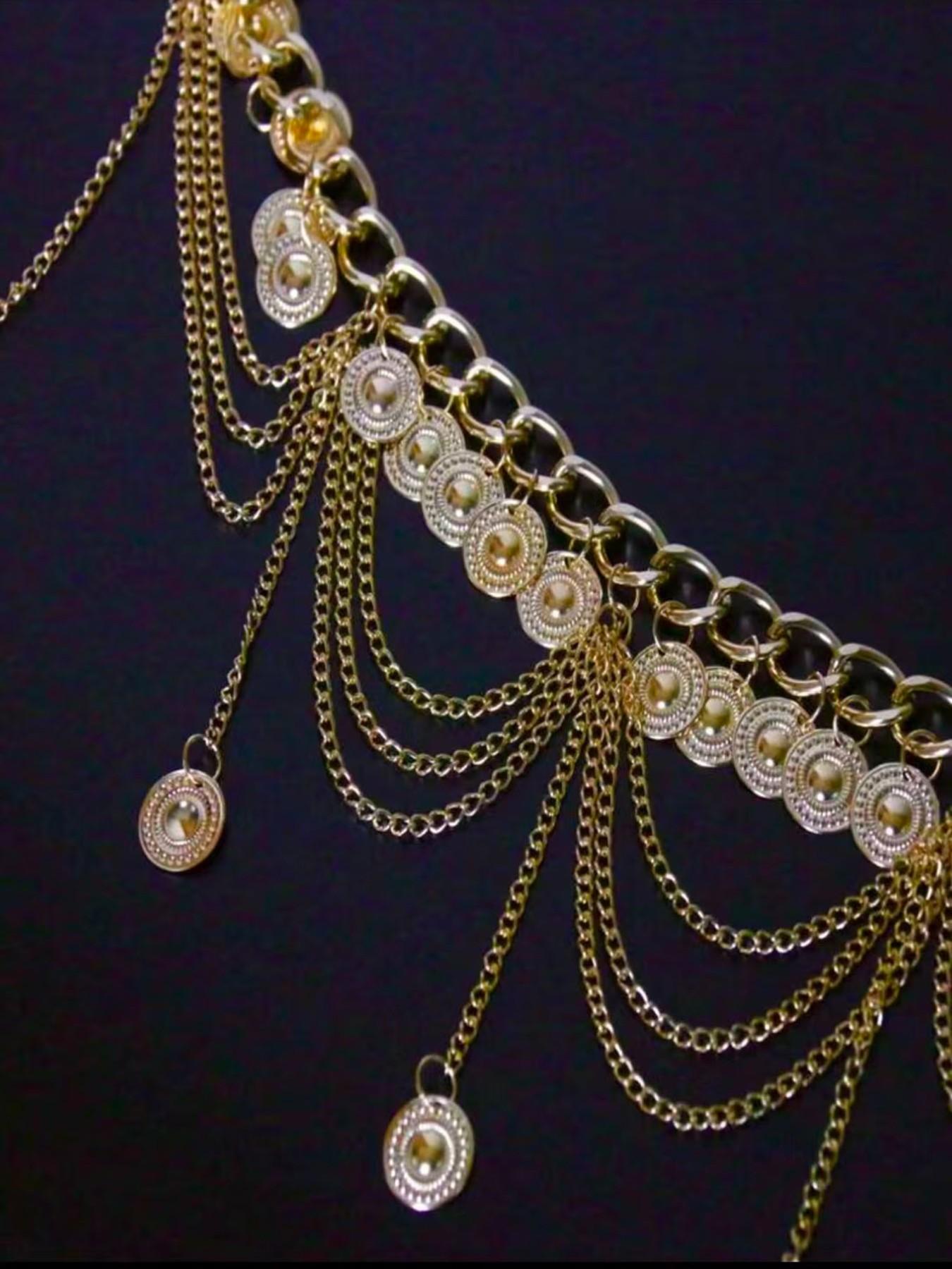Bohemian Style Waist Chain, 6 Coin Design Belt Accessory, Perfect for Hanfu & Belly Dance, Ideal for Festive Parties