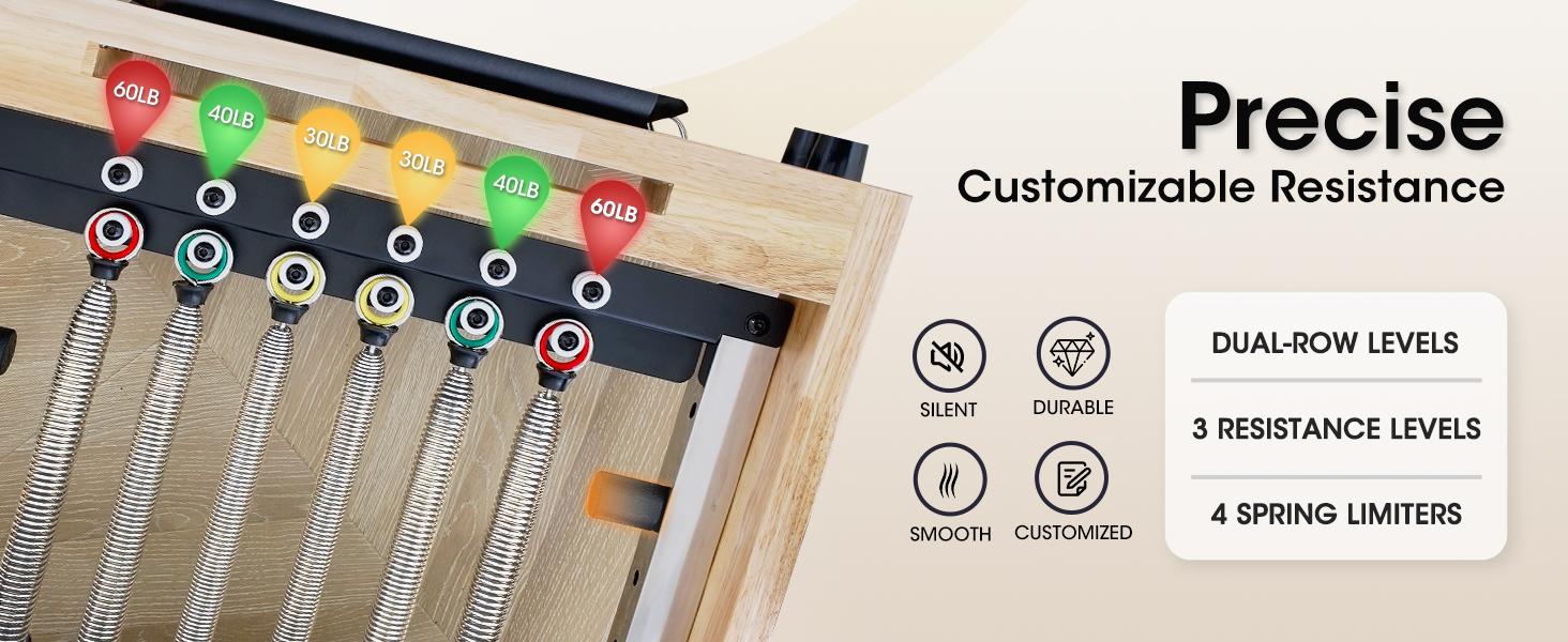 [2 packages shipping] PAETA Wooden Foldable Pilates Reformer Machine with Springs, Home & Studio Pilates Equipment with Sitting Box, Jump Board & Accessories