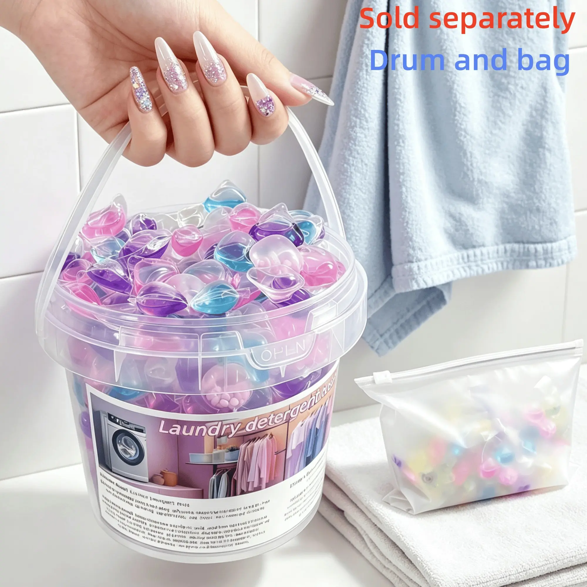 700g Bucket Five-In-One Laundry Pods, Long-Lasting Scent, Convenient Home & Travel Cleaning Balls, Bagged 30/50 Pieces