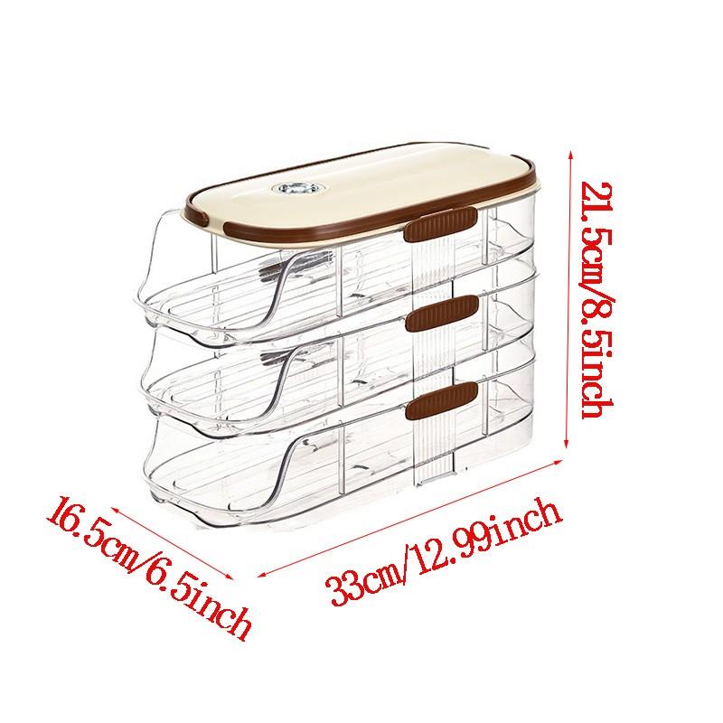 Single Layer, Dual Layer, Triple Layer Kitchen Home Egg Box Transparent Dual Layer Slide Rolling Egg Holder Refrigerator Side Door Handheld Egg Storage Box