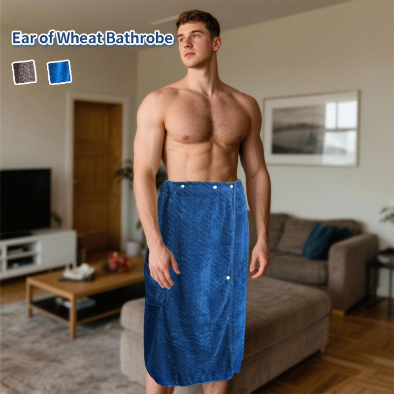 1pc Large size Men's Bath Skirt - Quick-Dry Spa Wrap, Soft Coral Fleece Showerrobe, Super Absorbent Towel, bathroom towel, Highly Absorbent Ideal Gift for Men, Gym Apparel, Beachwear, Christmas Halloween