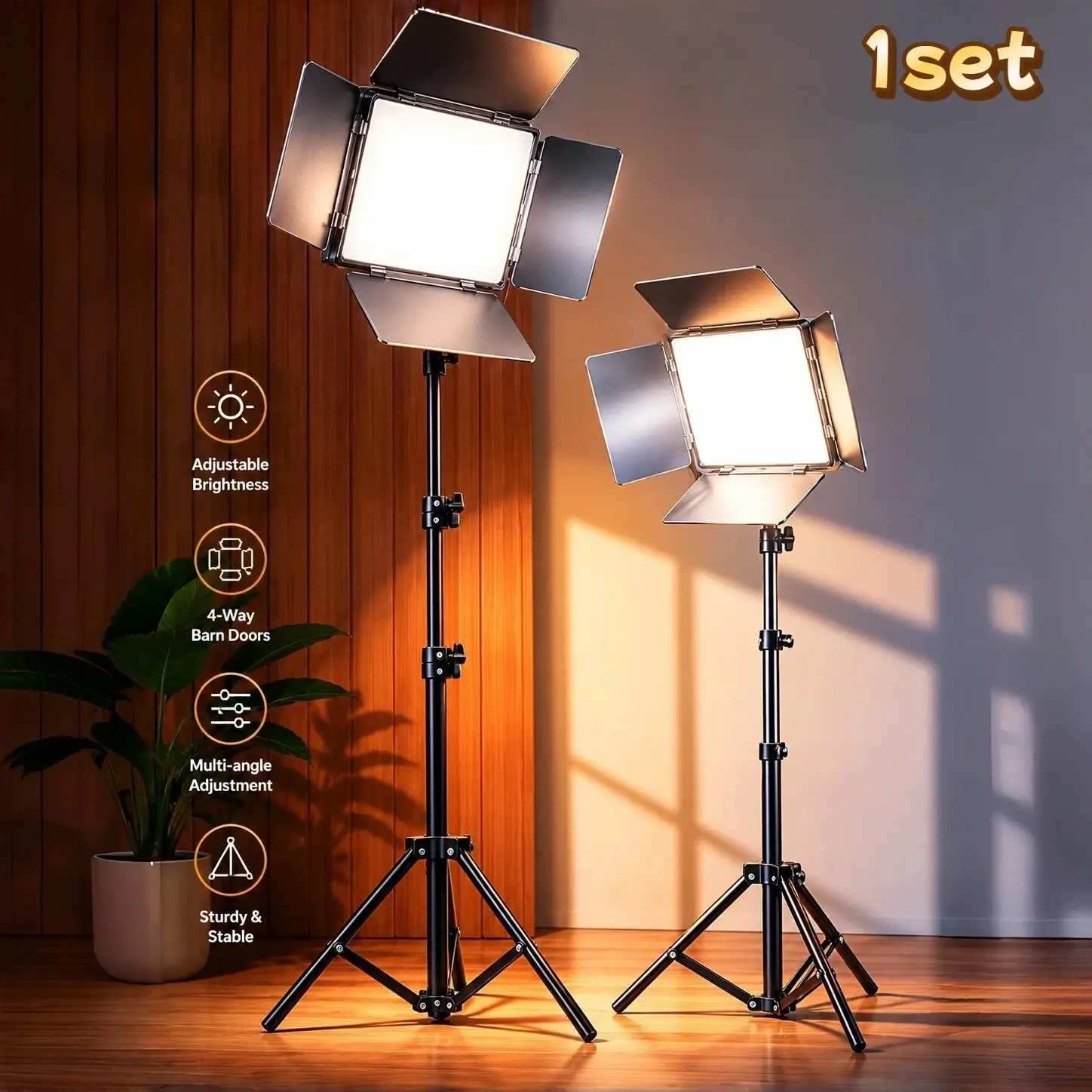 10 Inch LED Square Light with Shade, 63 Inch Flexible Tripod Stand, 10 Brightness Levels, 3 Color Temperature Modes, Live Streaming Light