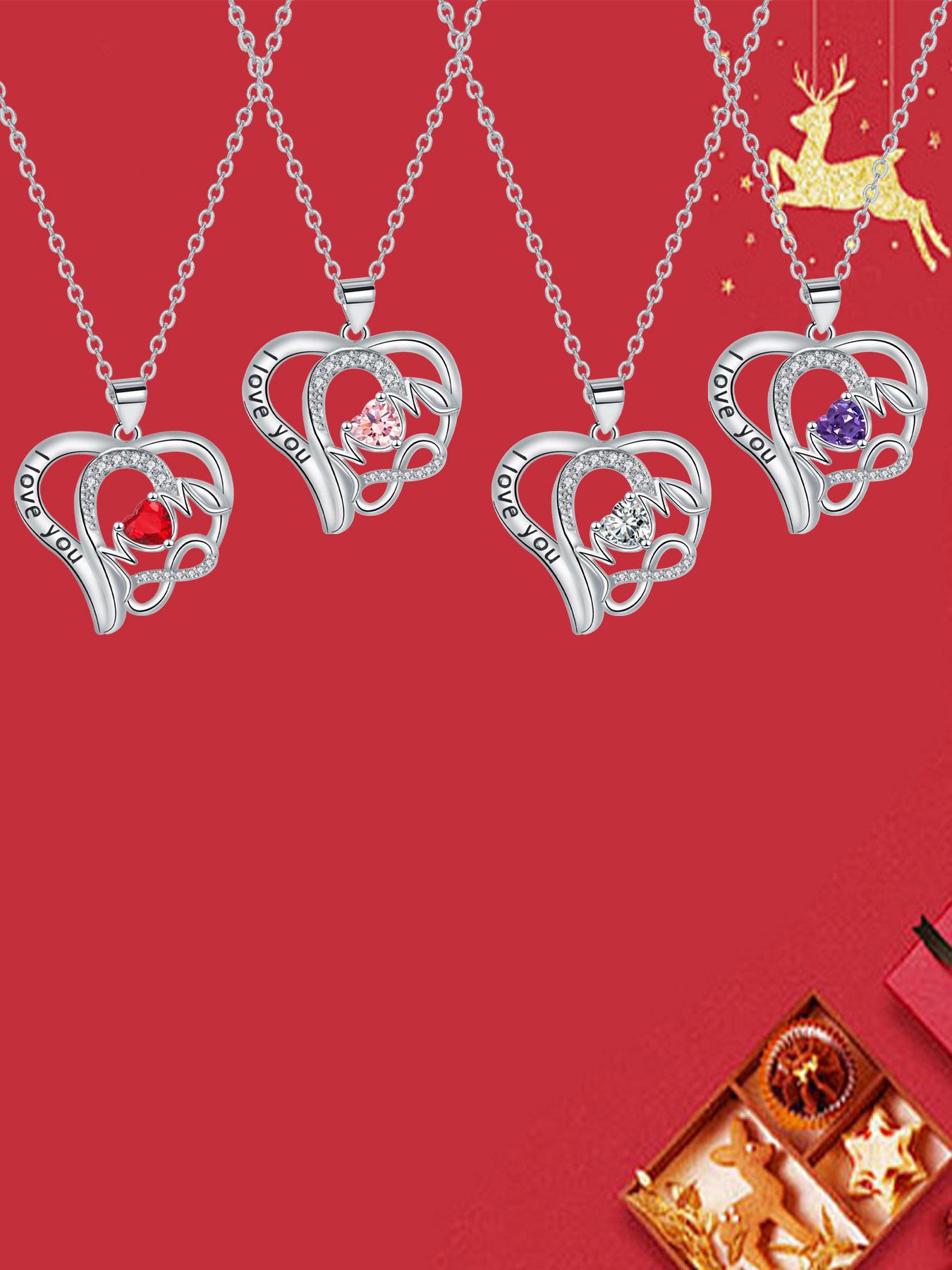 Rose gift box "MOM" heart-shaped letter pendant, engraved L LOVE YOU necklace&exclusive birthday and holiday Christmas gift for mom, Jewelry Gift