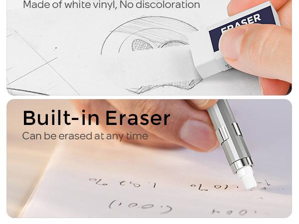 Nicpro 8Pack Metal Mechanical Pencils Set with 0.5mm & 0.7mm Pencils HB Lead Refills 3Packs of 4B Erasers & 9Packs of Eraser Refills Includes Case, Office Supplies, Writing Tools, Stationery