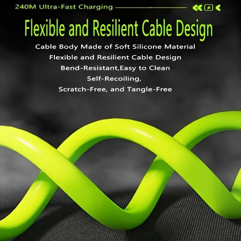 240W Fast Charging Cable, Mobile Data Cable, Smart Quick Charge, High-Power Fast Charging, Super Fast Charge, Compatible with Apple Type-C Charging Smartphone Cellphone