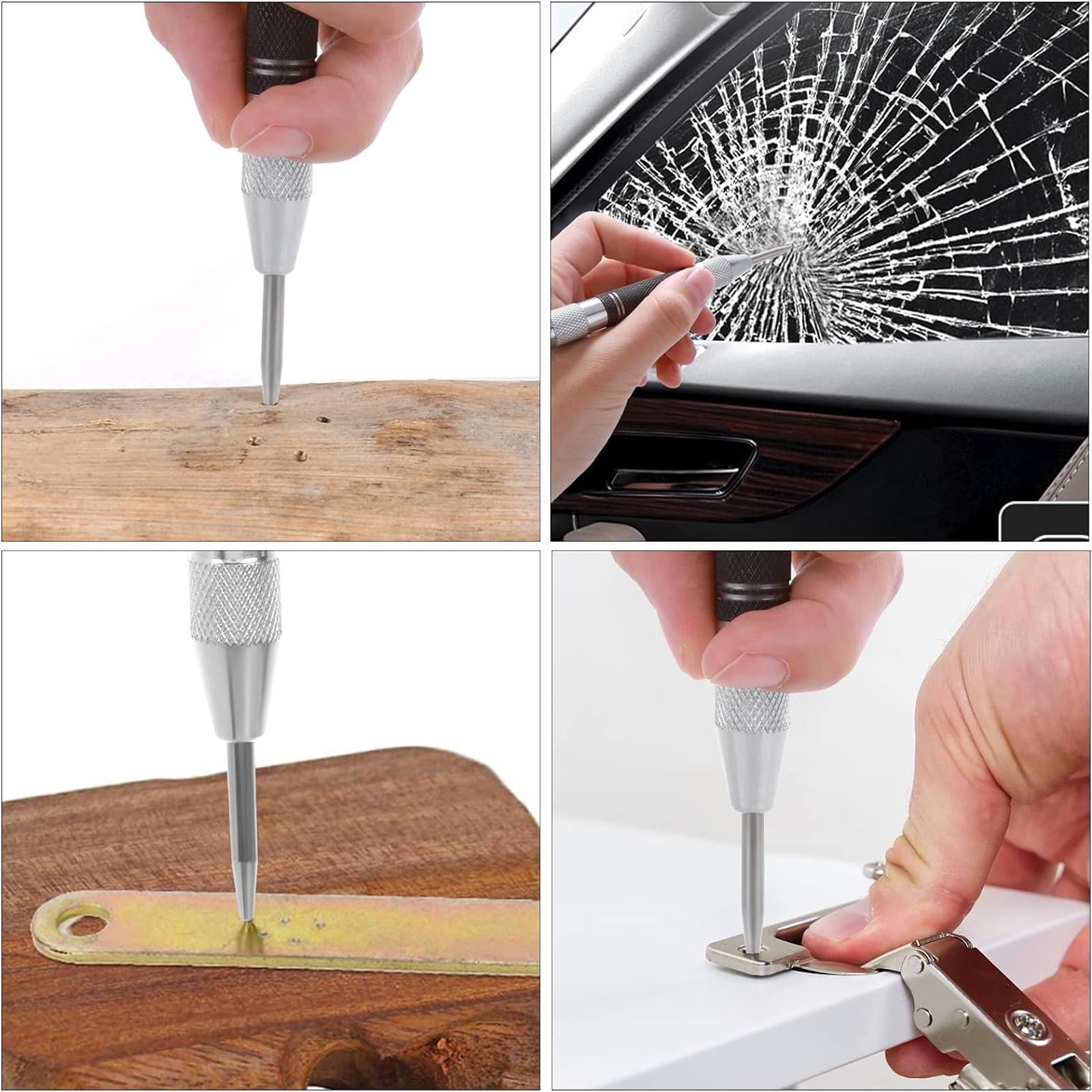 Industrial-Grade Automatic Center Punch Kit, Precision Metal Drilling Tool, Portable Impact Punch Set for Auto Repair & Home Toolbox, Emergency Glass Breaker & Hardware Maintenance.