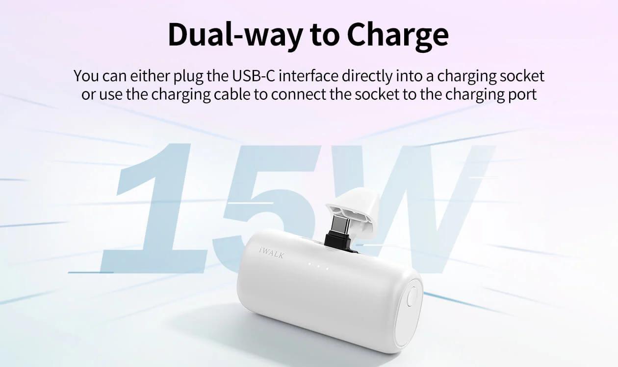 iWALK 5000mAh 2-in-1 USB-C&Lightning Portable Charger Switchable Plug Compact Fast Charging Powerbank for iPhone Samsung Android Adaptive Charging 15W Fast Charge 9 Layers Safety Protection - Chargeable, Smartphone iWALK 5000mAh 2-in-1 USB-C&Lightning Portable Charger Switchable Plug Compact Fast Charging Powerbank for iPhone Samsung Android Adaptive Charging 15W Fast Charge 9 Layers Safety Protection - Chargeable, Smartphone