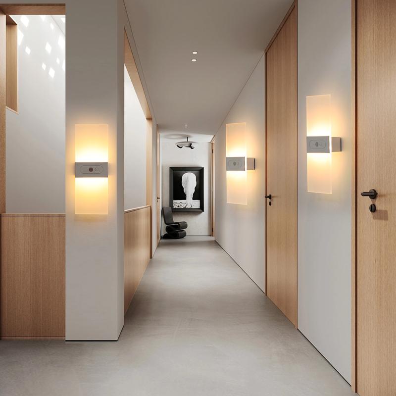 6000K Warm White Motion Sensor Wall Sconce – Battery‑Powered, USB‑Rechargeable Wireless Indoor Night Light for Hallway, Stairs & Living Room