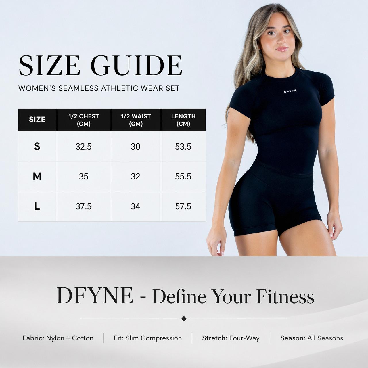 DFYNE Impact 2-Piece Short Sleeve & Shorts Set Sculpting Contour Breathable 4 Way Stretch Workout Outfit for Women Longline Fit Raglan Sleeves High-Stretch Durable Shape-Retaining, 2 Piece Sets, Gym Outfits