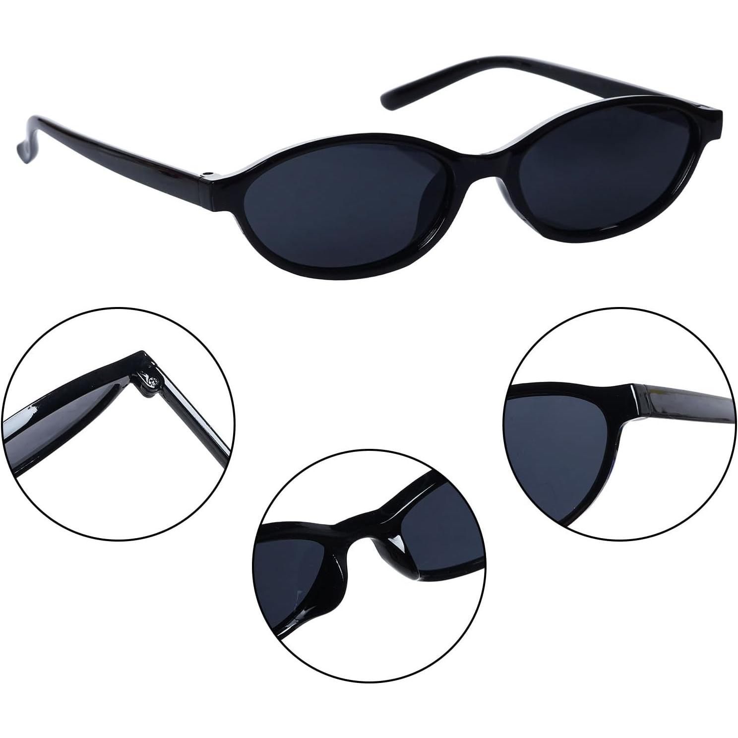 3 Pairs Retro Oval  Eye Sunglasses for Women Y2k Trendy Narrow Shades Sunnies 90s Designer protection Sun Glasses