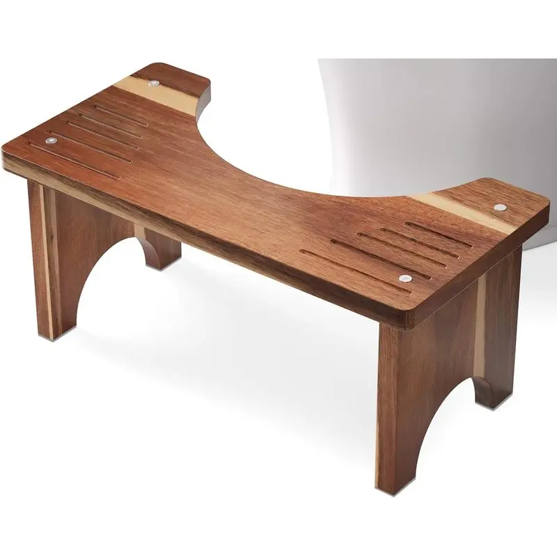 7-Inch Acacia Wood Toilet Squat Stool, Non-Slip Bathroom Footrest with Stable Wooden Support, Lightweight No-Assembly Potty Step Stool for Adults, Family Use & Everyday Bathroom Comfort