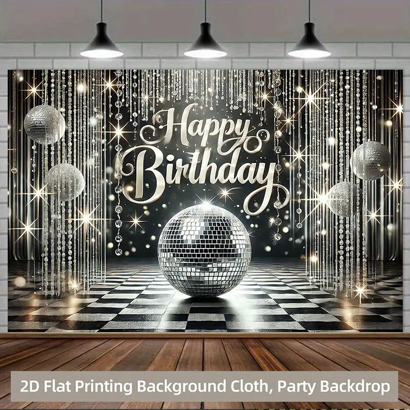 2D Flat Printing Polyester Backdrop Banner - Shiny Disco Theme Party Scene Background Cloth, Multi-Size Multipurpose Photography Prop for Celebrate Party Events, Home Decor