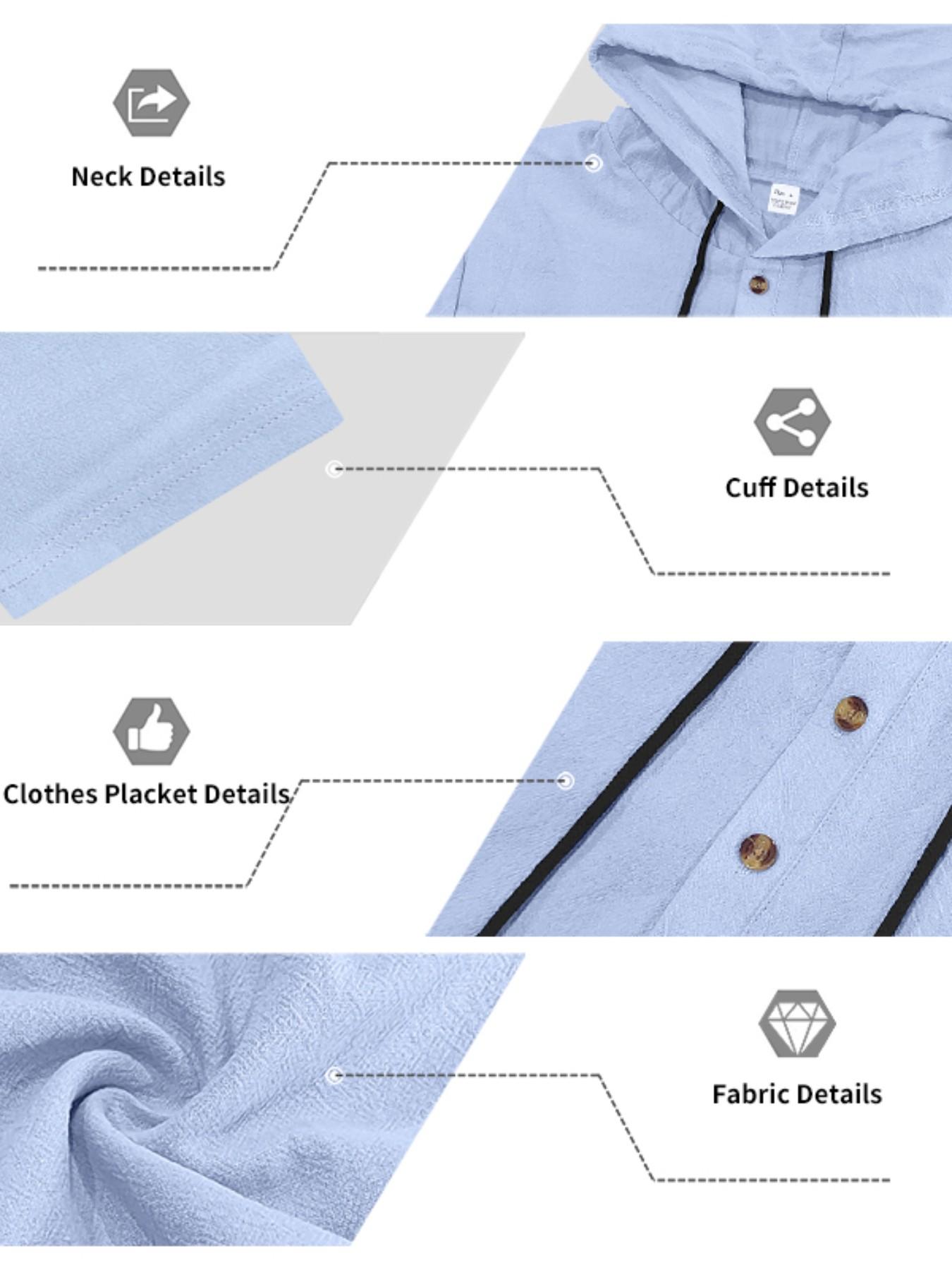 Men's Linen Set Spring Summer 2026, Beach Vacation Casual Style, Lightweight Breathable Hooded Shirt and Straight Leg Pants Two-Piece