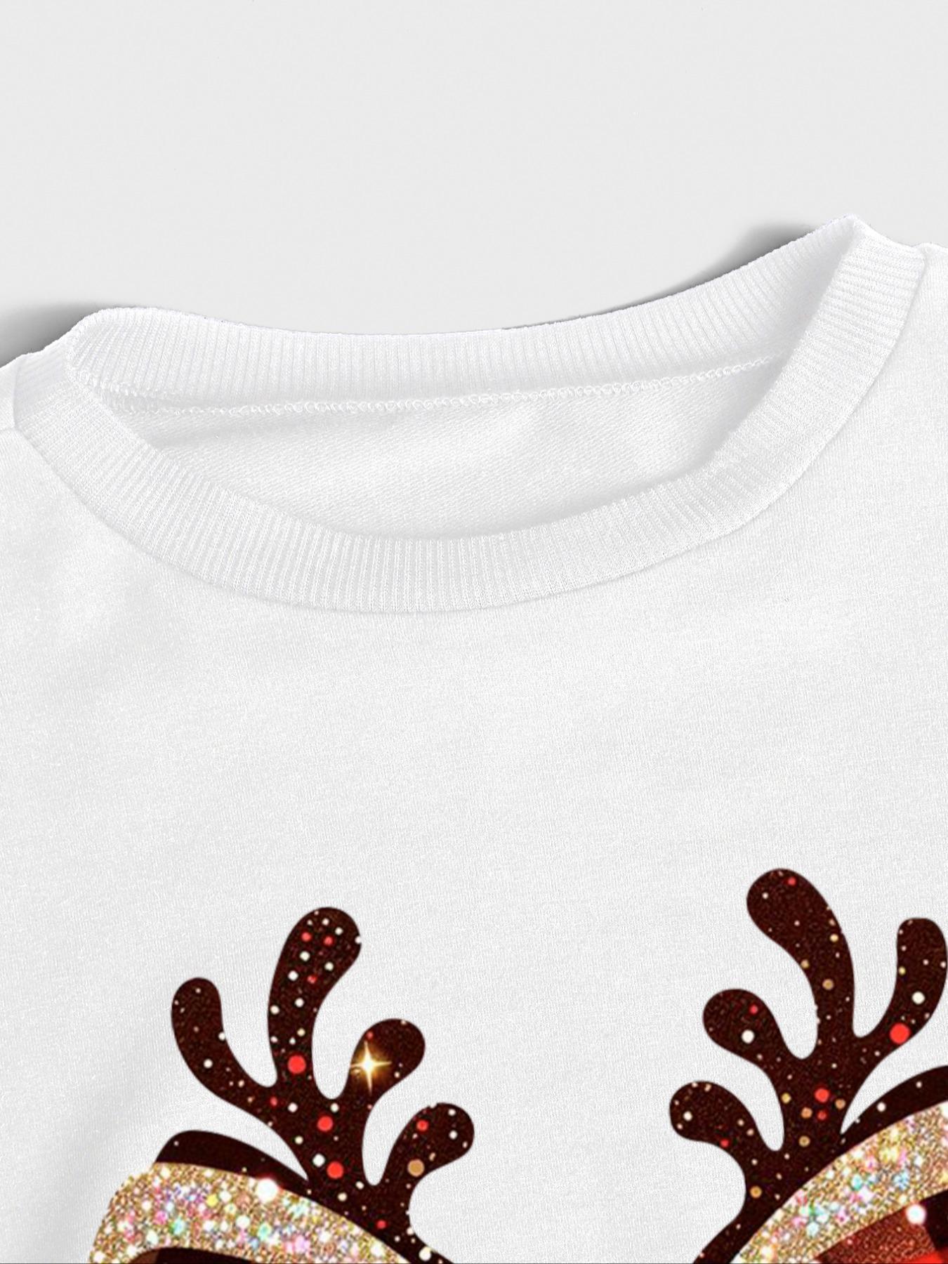 Women's Christmas Pattern Sweatshirt Set, Round Neck Long Sleeve Top, Fitted Pants, Casual Fall & Winter, Holiday Promotion