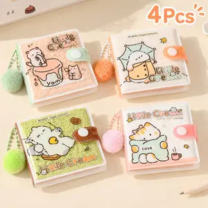 Cute Cream Mini Fluffy Notebook with Pom Pom Charm, Kawaii Portable Pocket Memo Diary, Ideal Stationery Gift for Girls & Students