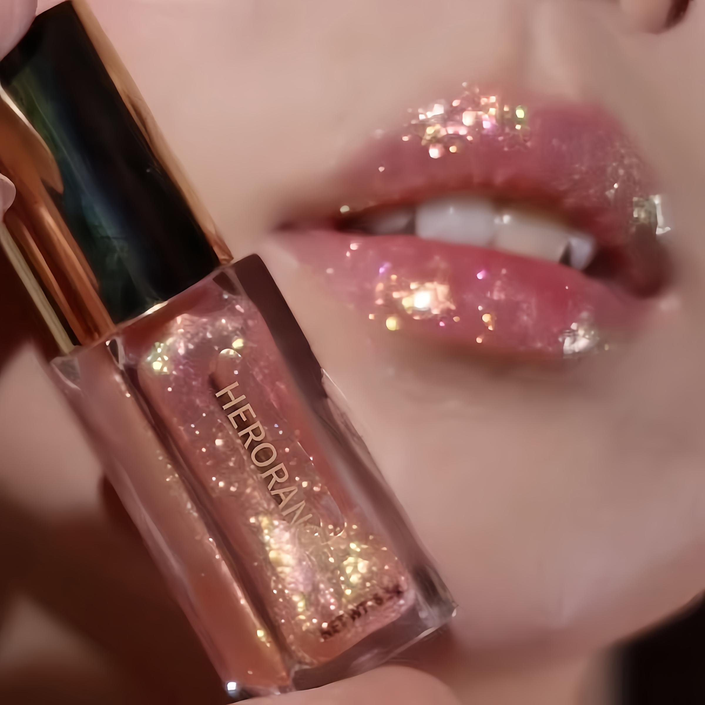 Shimmering Glitter Lip Gloss, Radiant Metallic Pearl Finish, Shiny Makeup Effect with Long-Lasting, Non-Sticky Formula, Suitable for All Skin Types