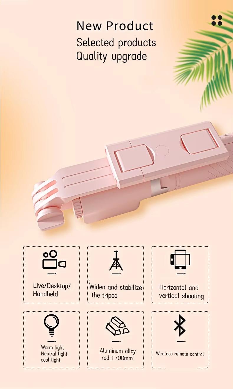 67 Multifunction Selfie Stick Tripod with Dual Fill Ring Light, 360° Rotation, New 6 in 1 Bluetooth Remote Compatible with iPhone/Android/iPad/iOS  for Photo/Video/Live/Music/Vlog Stand Content Gifts