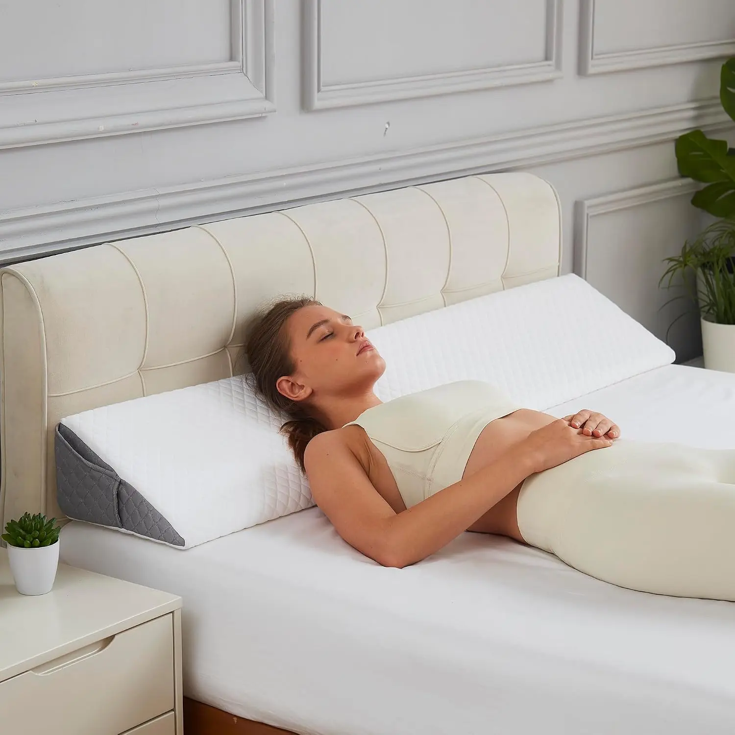 Wedge Pillow Headboard Twin/XL Size - College Dorm Headboard Pillow Wedge with Ergonomic for Sleeping, Reading, Watching and More - CertiPUR-US & Removable Cover