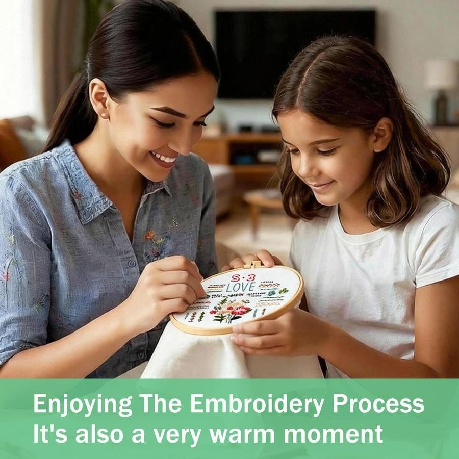 3 Sets Embroidery Kit for Beginners Adults - Learn 34 Basic Stitches, Hand Embroidery & Needlepoint  Stitch Kit with Patterns, Hoop, Threads & Tools, DIY Craft Kit with Video Instructions