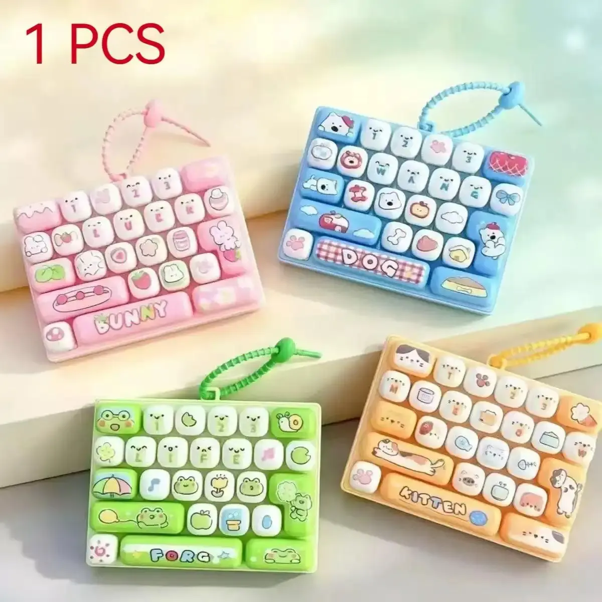 26-Key Cartoon Animal Keyboard Stress Relief Keychain, Large Button Mood Booster, Fun Pressing Keyboard, Perfect Relaxation Gift