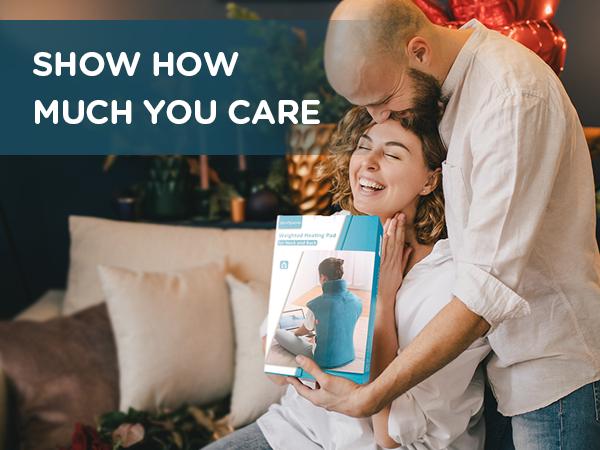 Comfytemp Heating Pad for Back, 22"x33" XXL Weighted Electric Neck Shoulders Heat Pad, 2H Auto-Off, Large Back Heated Wrap, Birthday Gifts for Women Men, Washable, Blue