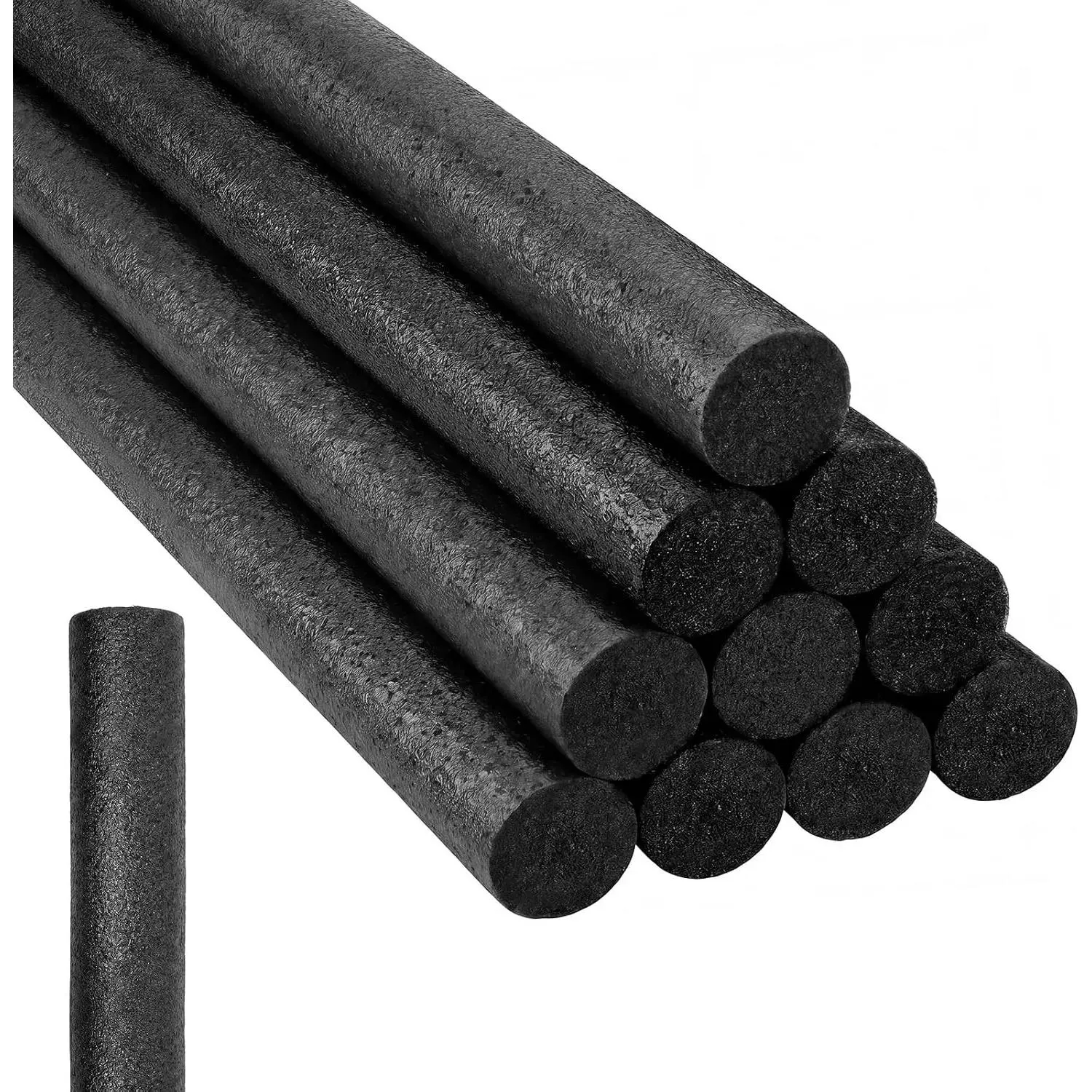 12 Pcs Floating Pool Noodles Foam Tube Round Solid Noodle for Adults Swimming Craft Project (Black)