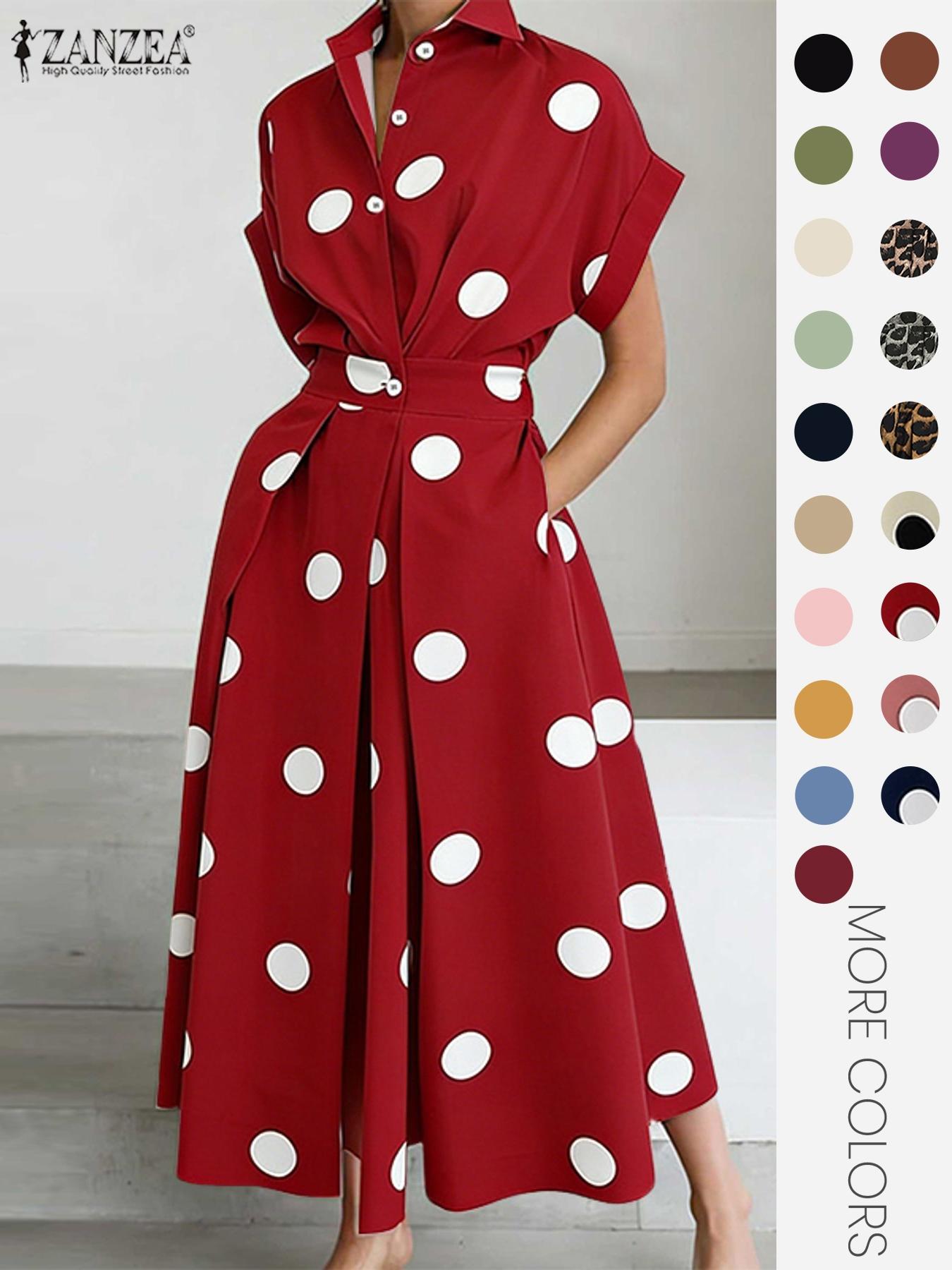 Women's Solid Color Woven Collared Shirt Dress, Basic Casual Short Sleeve Dress for Summer, Ladies Clothes for Daily Wear, Womenswear Fit, Piece
