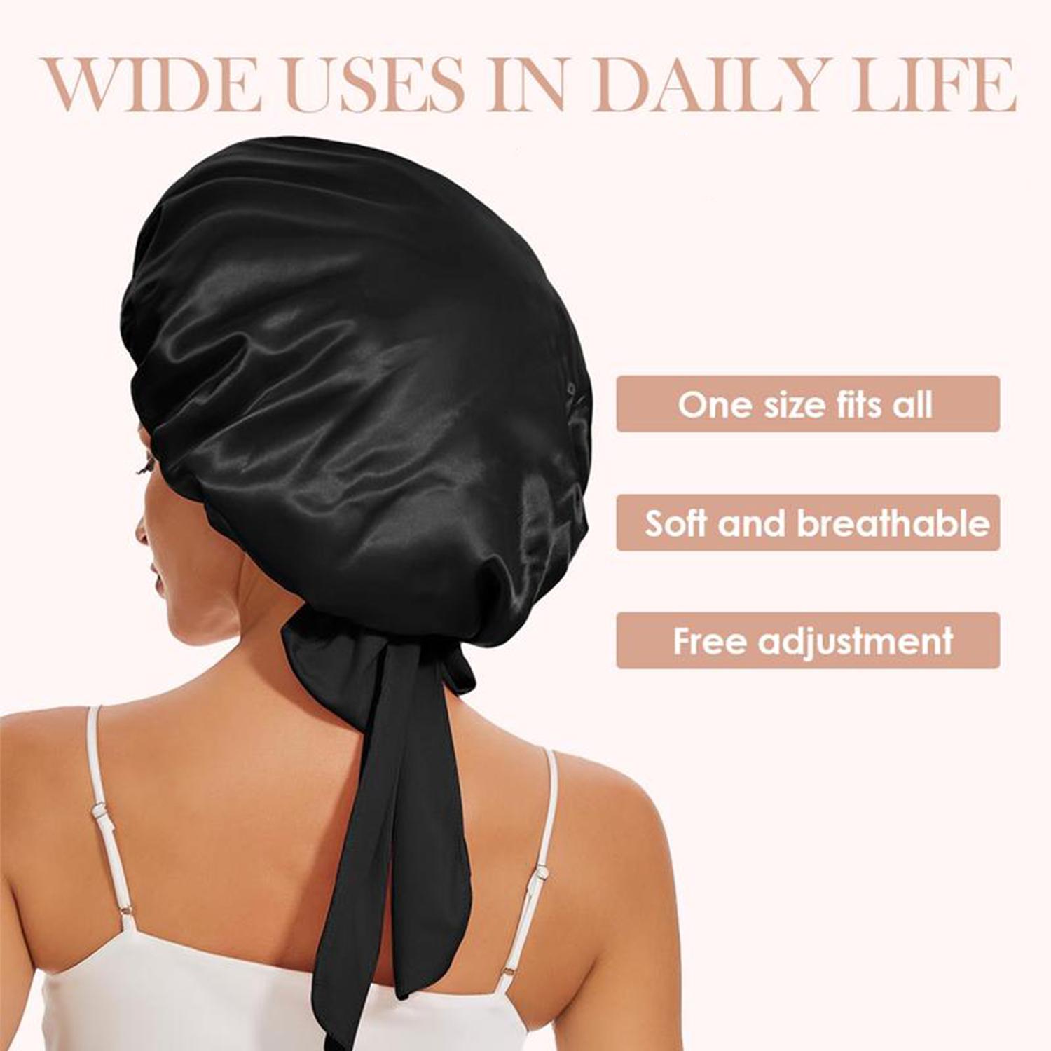 Satin Bonnet for Sleeping, 1 Count Double Layer Satin Lined Hair Bonnet with Elastic Tie Band, Heatless Styling Tools for Women