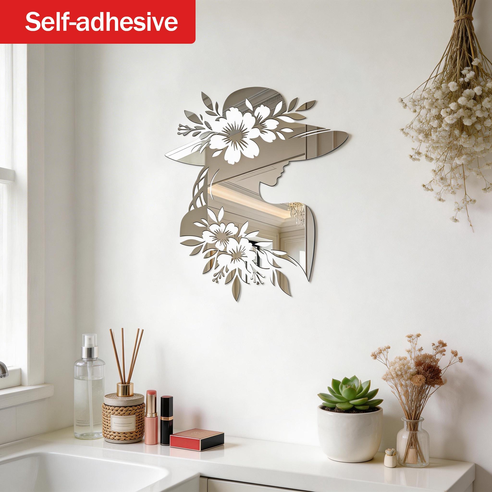 Artistic Self-Adhesive Wall Mirror, Goddess Silhouette Design, French Luxury Style Decorative Hanging Piece, Home Decoration Gift