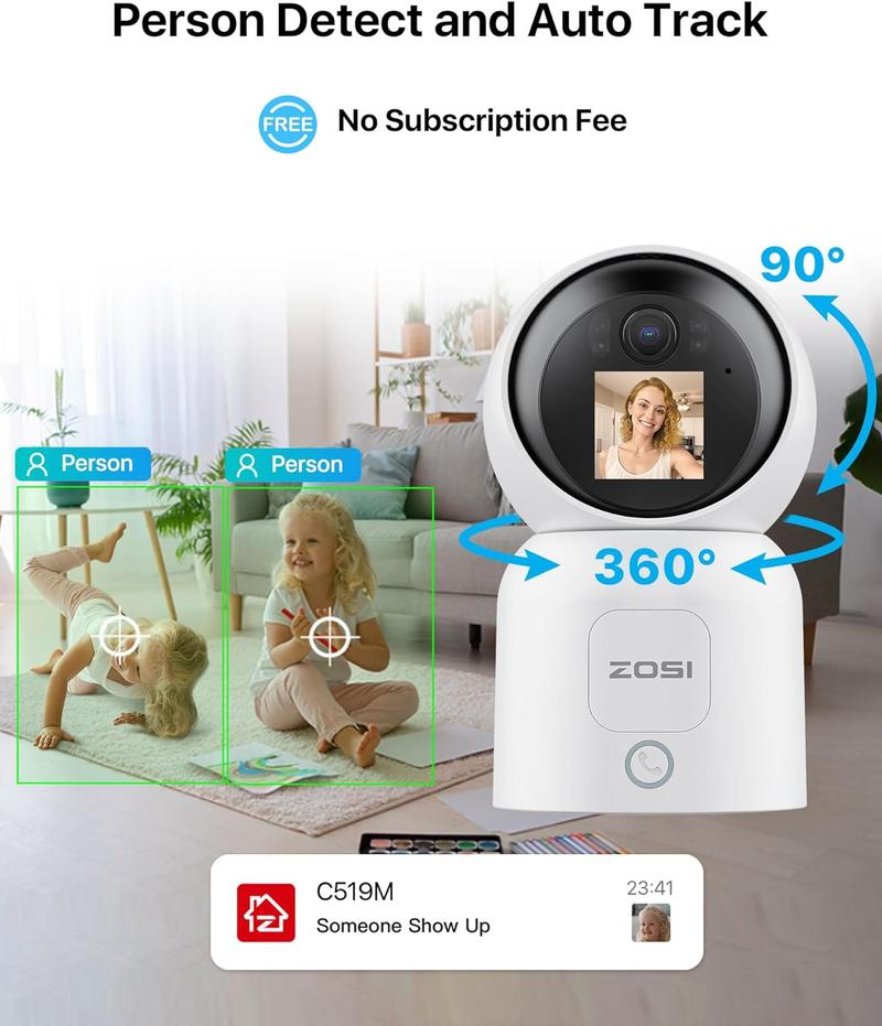 ZOSI Indoor Wifi Camera Series,2.5K/2K/2MP C519/C528/C518/C688 HD Monitor,WiFi,Human Detection,Smart Home Cam with Phone App,Night Vision,2 Way Audio,Need to Plug in Power,Easy Install