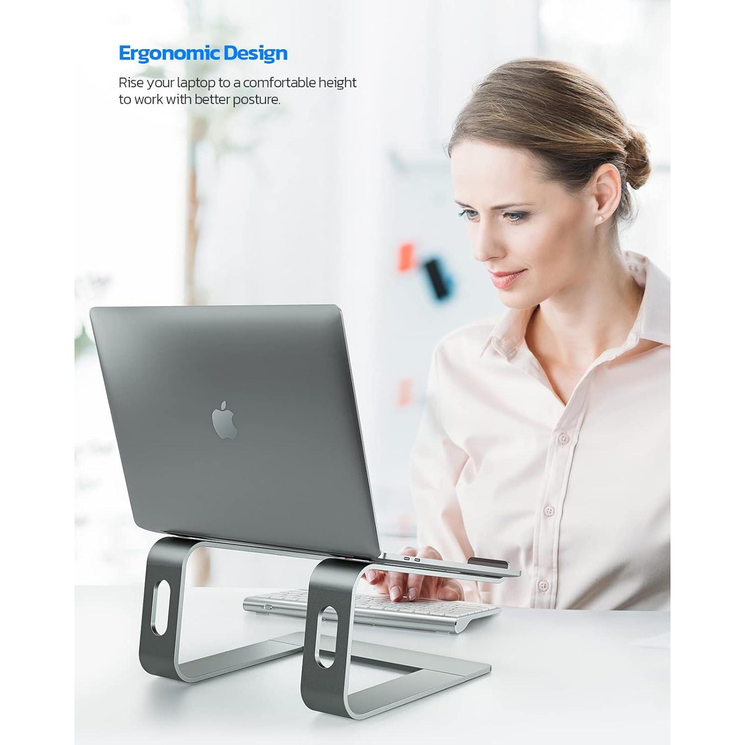 Fully  Detachable Laptop Stand,  Ventilated Cooling Laptop Holder  Riser for Desk, Anti-Slip Design Notebook Stand Compatible with  10-16" MacBook/ XPS//