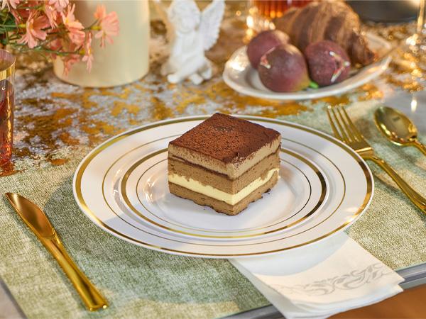 Kerilyn 350/700 Pieces Gold Dinnerware Set - 100 Guests Clear Disposable Dinnerware Set for Party, Wedding, Include: 200 Clear Plates with Gold Trim, 100 Cups, 100 Napkins, 100 Plastic Silverware Sets