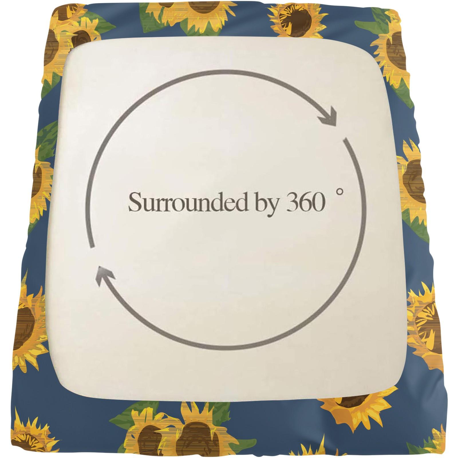 3 Piece Sunflower Pattern Fitted Sheet Set, Soft And Durable Bedding Set, Including 1 Piece Flat Sheet And 2 Pieces Pillowcases, Suitable For Children And Adults Daily Holiday Birthday Gifts Bedroom Decorations