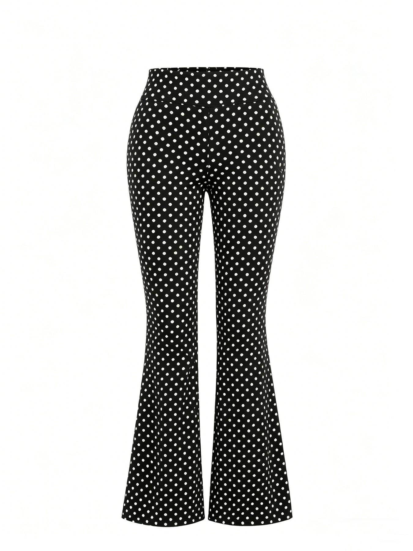 2 Pack Women's Polka Dot Loungewear Set, Sleeveless High Neck Crop Top & Wide Leg Pants, Elegant Summer for Daily Wear