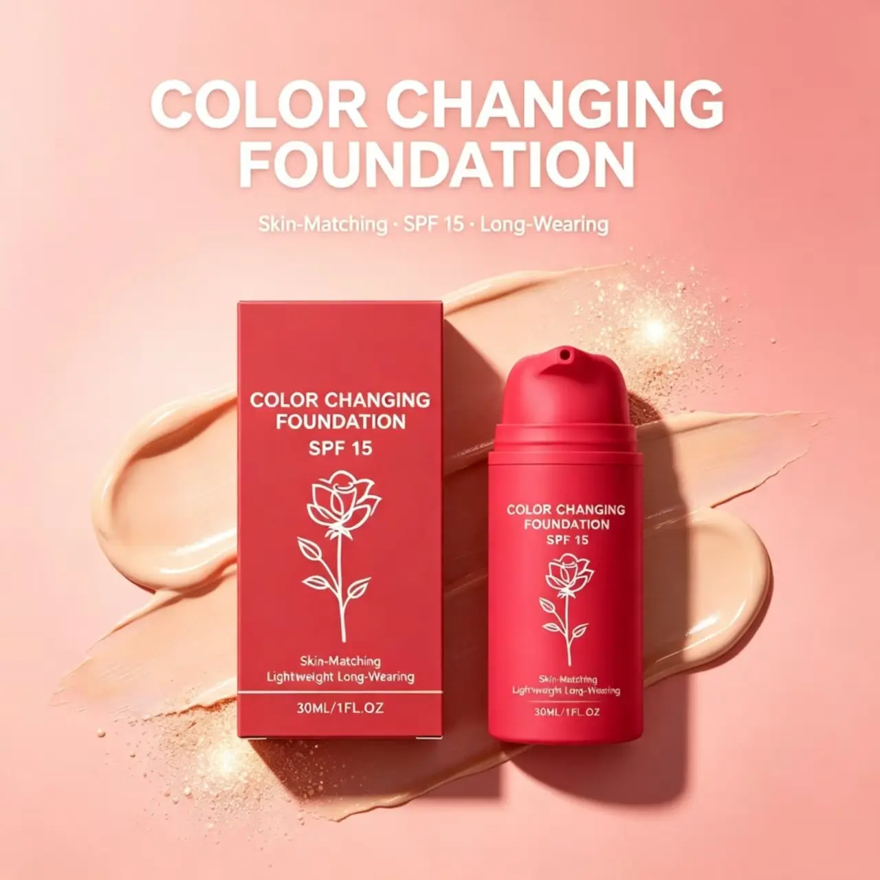 Warm Tone Color Adjusting Foundation (Natural Shade), Fine Texture Smooth Lightweight Seamless Skin Fit Liquid Foundation,Radiant,Serum,Foundation with SPF 50,freckle,forever,bloom,water,resistant,faux,tint,olive