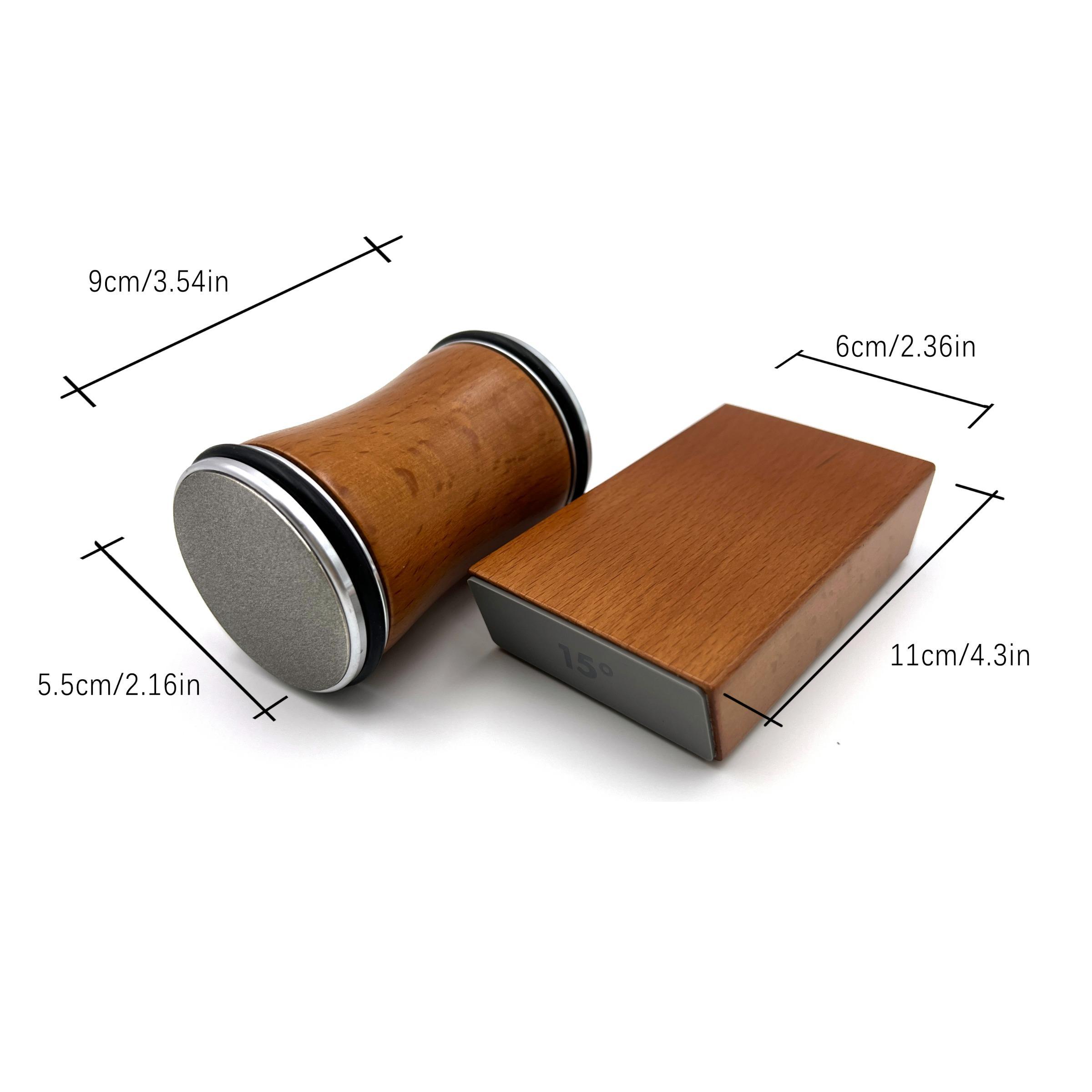 Knife Sharpener Roller, Rolling Knife Sharpener Kit,Roller Knife Sharpener,15 & 20 Degree Upgraded Magnetic Wood Base,Gripable Body