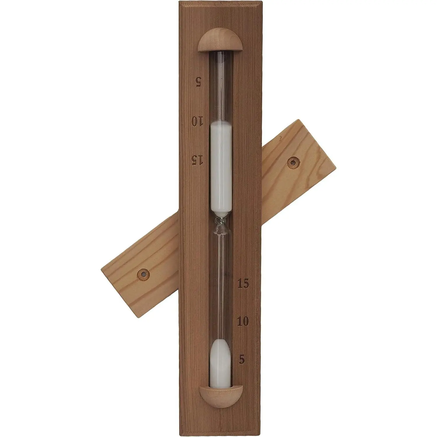 Deluxe Cedar Wall-Mounted Rotating Sauna Sand Timer 15 Minutes Choose Your Sand Color (15 Minutes, White)