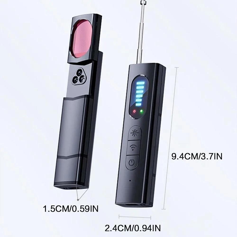 Portable Anti Spy Detector: Full-Band Wireless Signal Alarm, GPS Tracker Detector, RF Scanner, Hidden Camera Finder. Compact & Multi-Functional for Office, Car, Home Security. Professional-Grade Bug Sweeper.