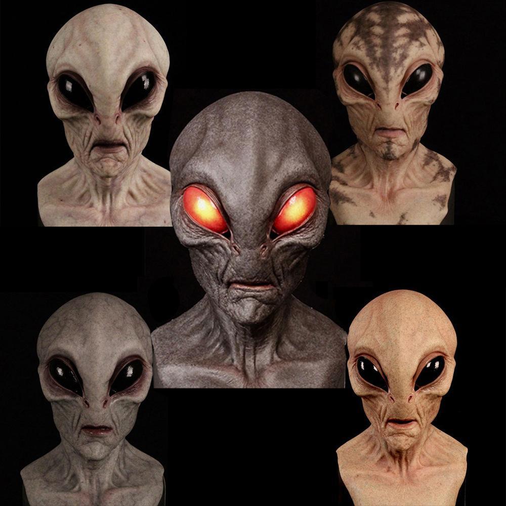 Halloween Alien Latex Mask - Unisex Adult Mature Space Element Cosplay Horror UFO Skull Helmet, Carnival Dress-Up Party Costume Prop Accessories for Novelty Toy Enthusiasts