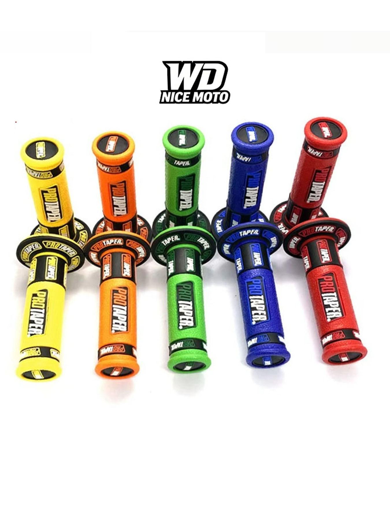 WD Nice Moto Motorcycle Handle Grips, 7/8" 22mm Universal Handlebar Rubber Gel, Comfortable Hand Grip for Motocross & Dirt Bikes