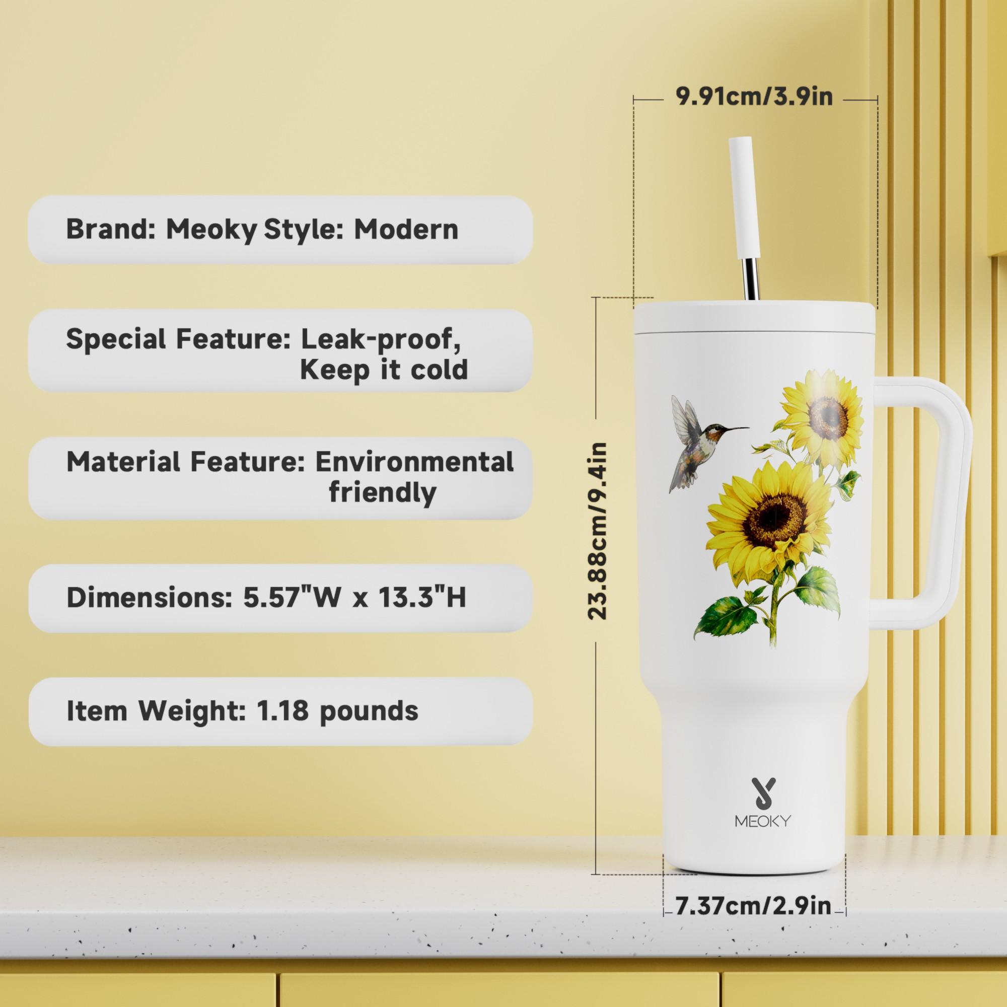 【MEOKY×Ciaobellaapparel】40oz Sunflower Tumbler,Hot Water Mug,Keeps Hot&Cold |,Fits Car Cup Holders,Stainless Steel Insulated cup,Office & Travel Essential