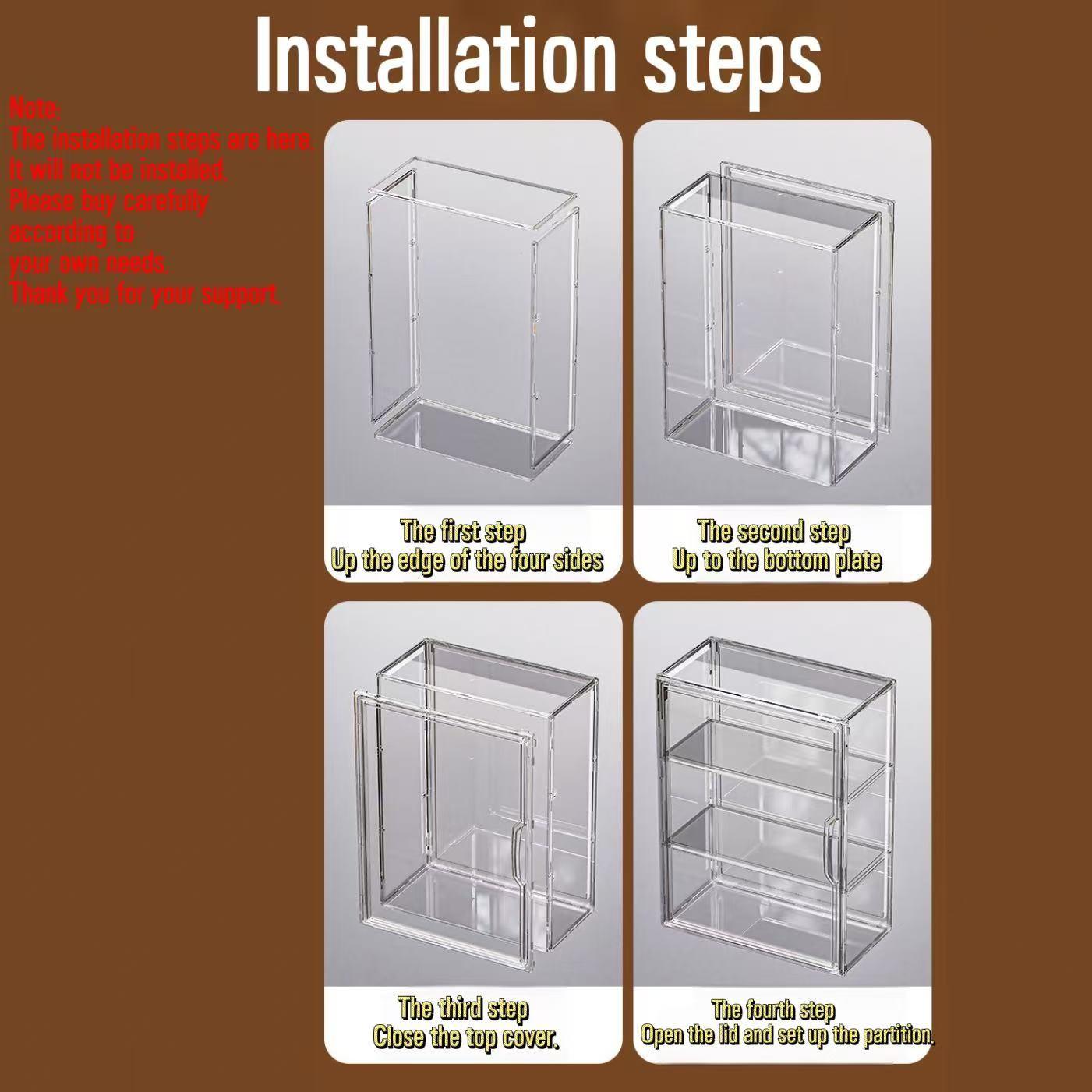 Thick Transparent Acrylic Display Cabinet, Dustproof Stackable Large Capacity Storage Rack, Magnetic Door Handbag Shoe Cosmetic Organizer
