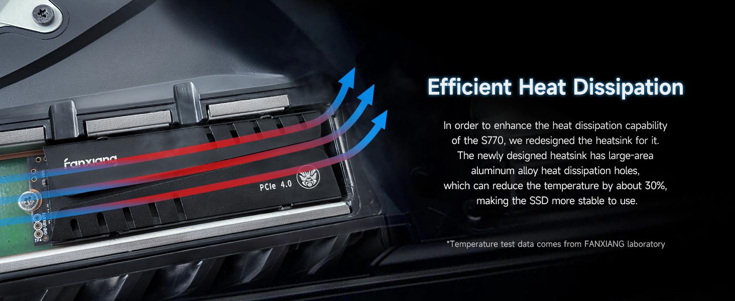 FANXIANG S770/4TB NVMe M.2 SSD for PS5 with Heatsink and DRAM, Up to 7300MB/s PCIe 4.0, Perfect for PlayStation 5 Expansion, Gamers, and IT Professionals