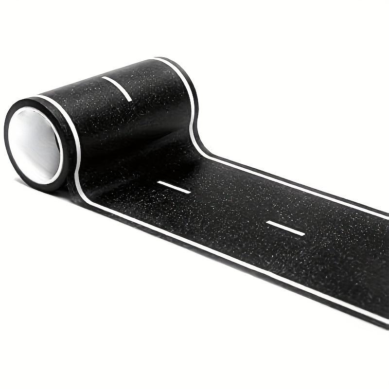 2 rolls Reusable Cartoon Road Track Stickers - Black Polyurethane Tape for Party Racing Decor, Glitter Finish, Auto-Themed Decoration, 2 Rolls (16ft x 2in Each)