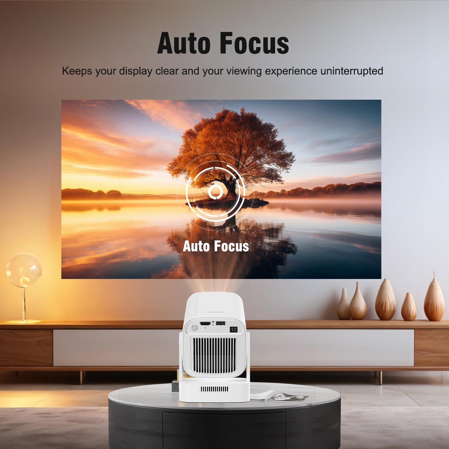 [US warehouse] Magcubic HY310 Auto Focus Projector 330ANSI 4K Videosource Supported Native 1080P BT5.4 Android 11 WIFI6 60Hz Reflash Allwinner H713 180° Flexible Rotating Built-in Speaker Portable Home Cinema 130" Screen Lightweight